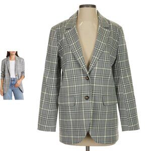 NWT TREASURE & BOND oversized plaid blazer in grey avery plaid (S)